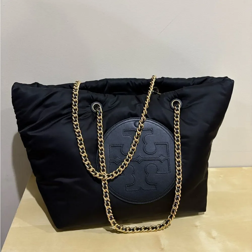 New Tory Burch ELLA PUFFY CHAIN TOTE BLACK